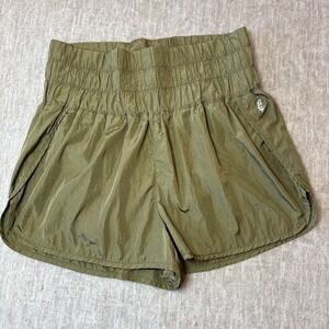 Free People Movement The Way Home Shorts Women XL Olive High Rise Smocked Lined
